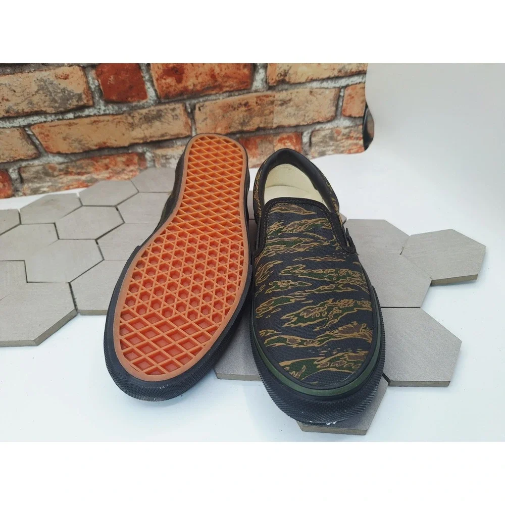 Vans Skate Slip-On Tiger Camo Green Black Men Size 11 Popcush Bmx Rare